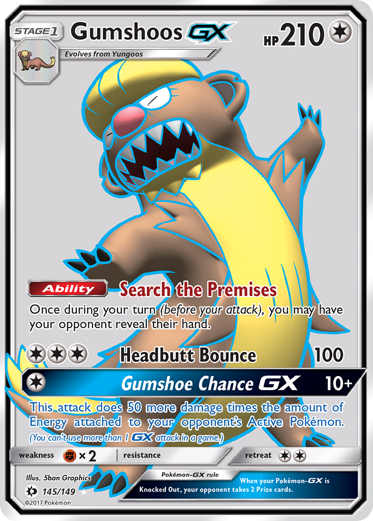 Sun & Moon Full Art Gumshoos GX #145/149